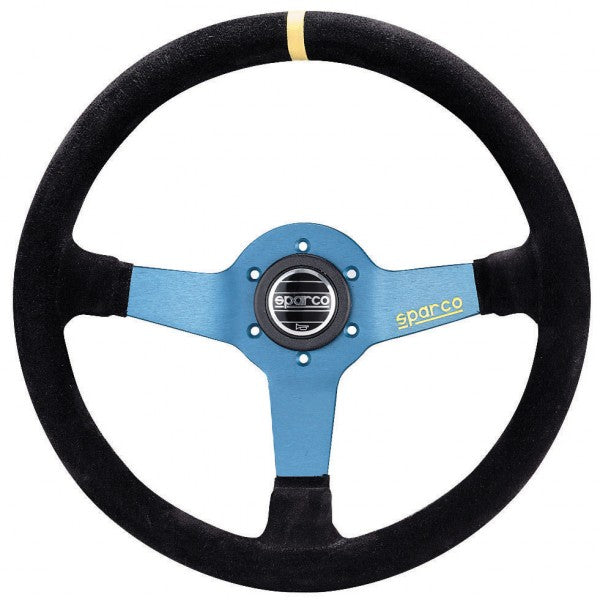 Sparco L550 Steering Wheel (63 mm Dish), Black Suede, Aluminium Spokes