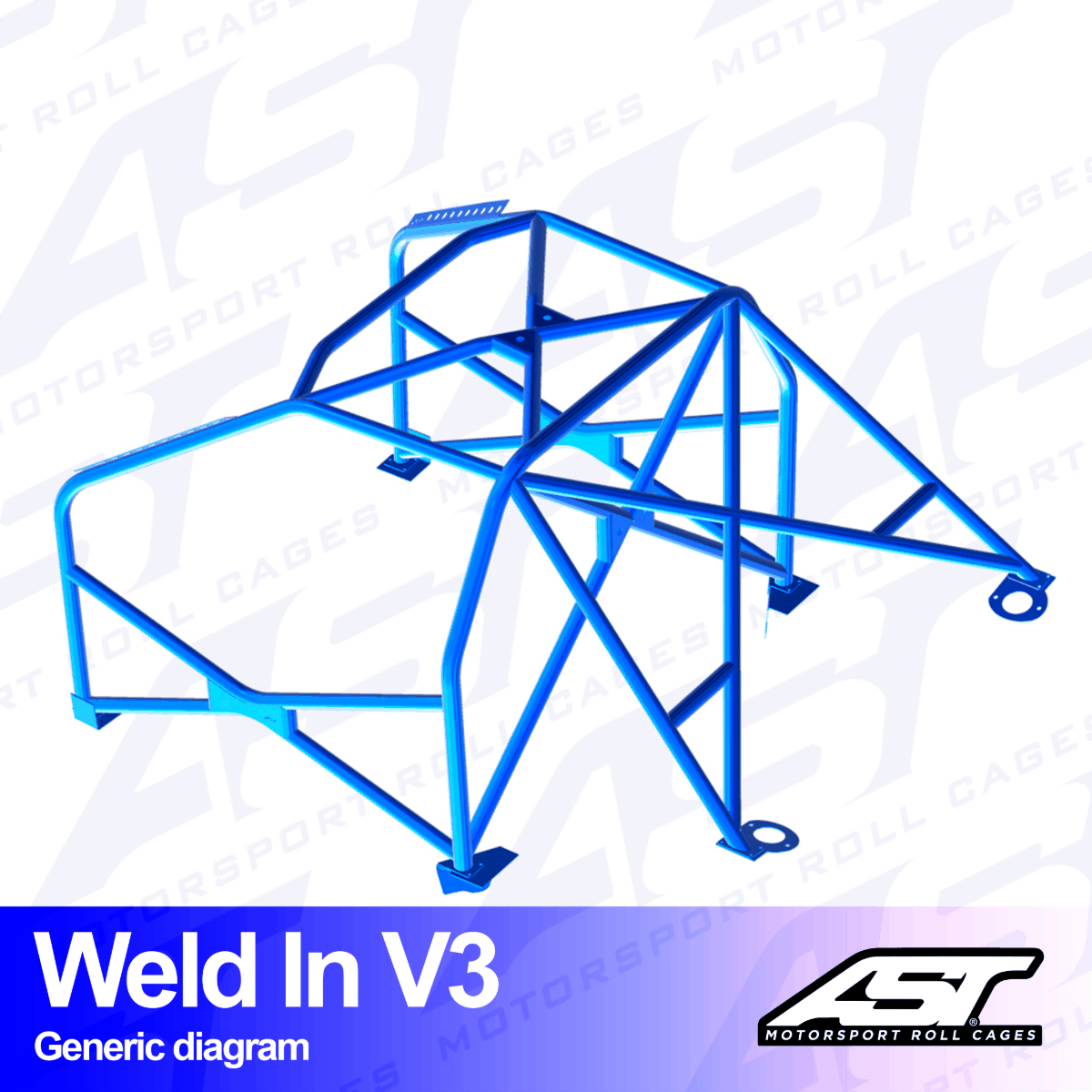 AST Rollcages V3 Weld-In 8-Point Roll Cage for VW Golf 4 3-Door, 4WD
