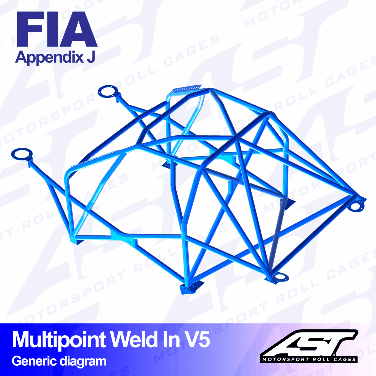 AST Rollcages V5 Weld-In 10-Point Roll Cage for Subaru Impreza GRB - FIA