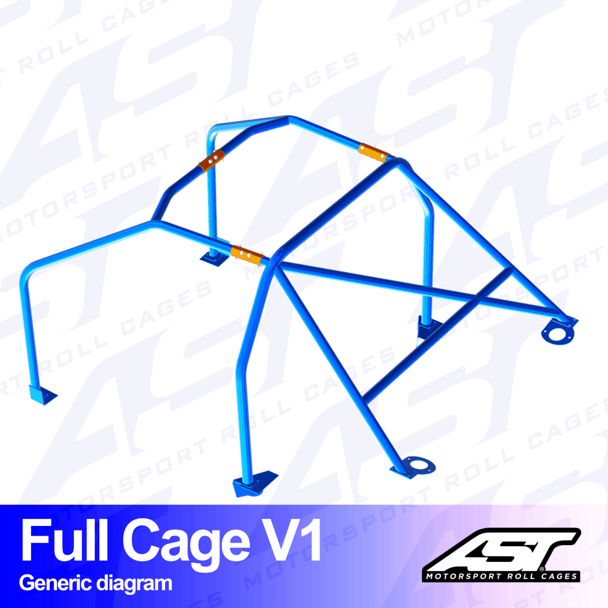 AST Rollcages V1 Removable Bolt-In 6-Point Roll Cage for Renault 19 3-Door Coupe