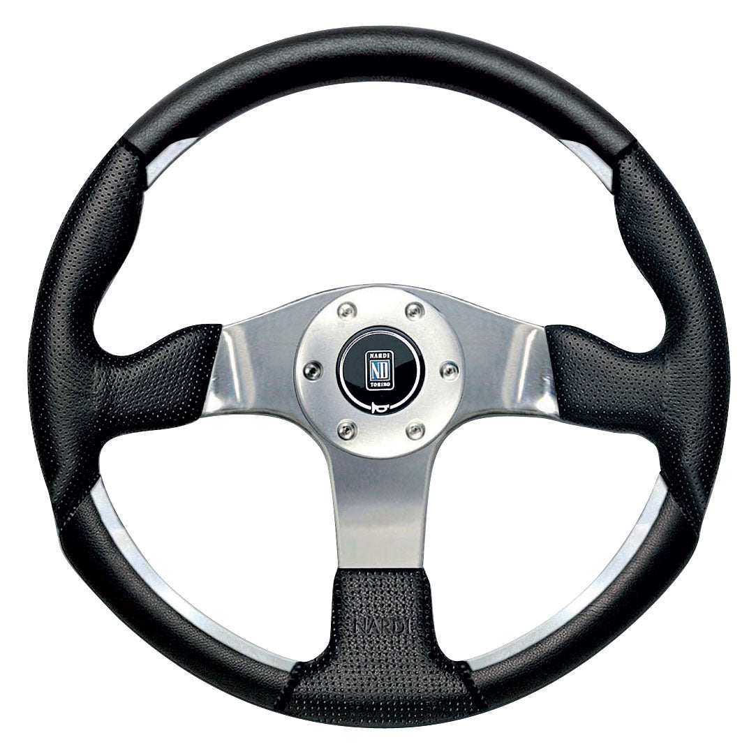 Nardi ND1 Steering Wheel, Black Perforated Leather, Chrome Spokes, Ã35 cm