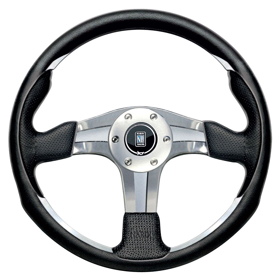 Nardi ND4 Steering Wheel, Black Leather, Chrome Spokes, Ã35 cm