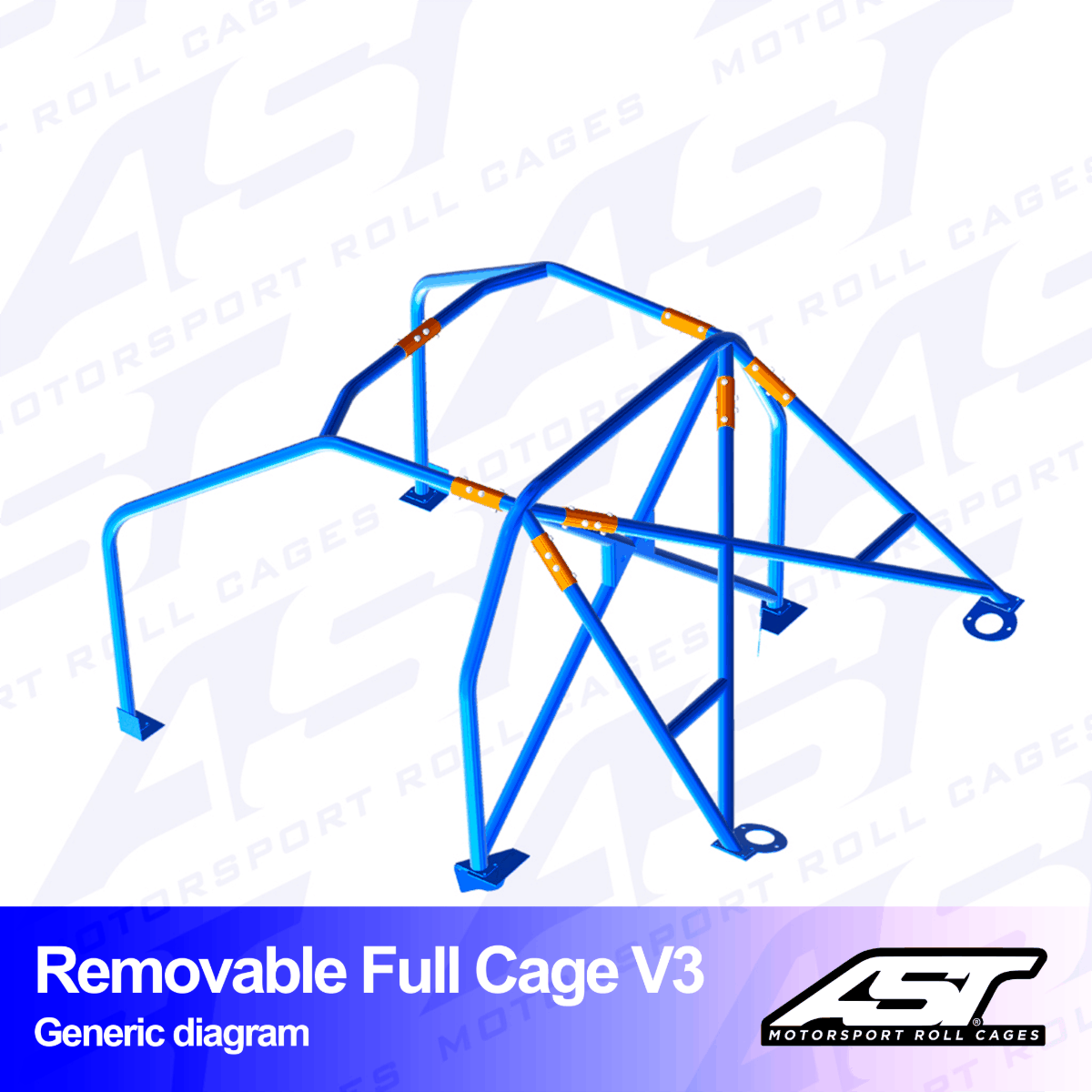 AST Rollcages V3 Removable Bolt-In 6-Point Roll Cage for Ford Fiesta MK3 - 3-Door