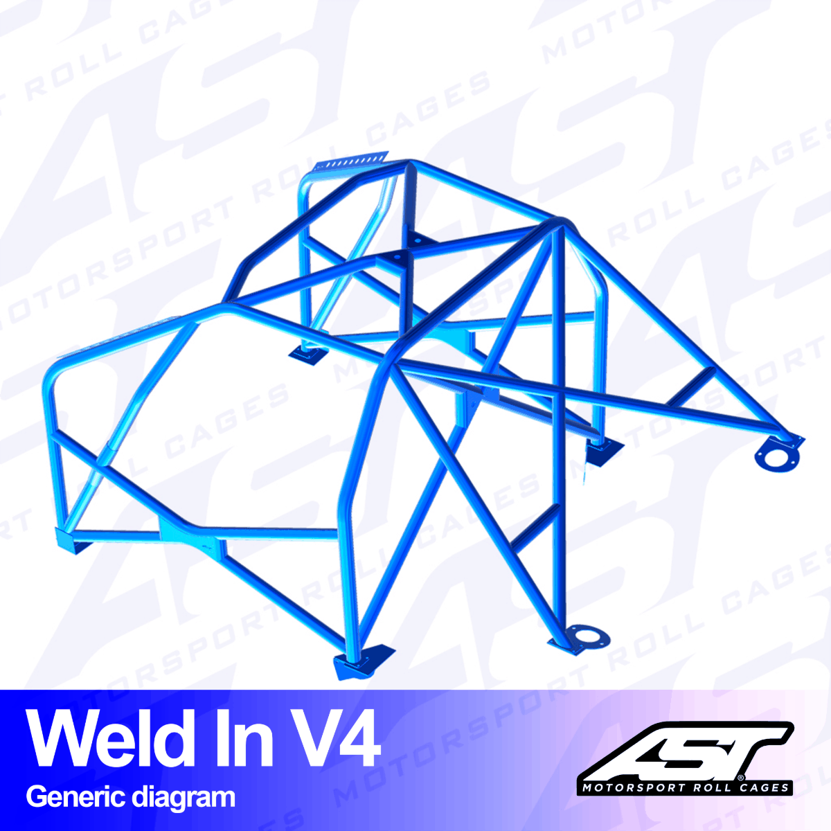 AST Rollcages V4 Weld-In 8-Point Roll Cage for VW Golf 4 3-Door, 4WD