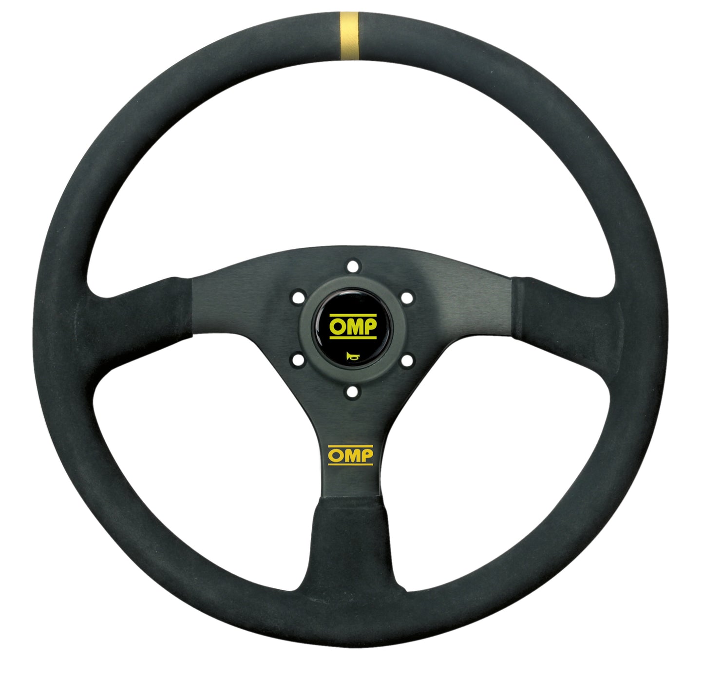 OMP Velocità 380 mm Steering Wheel (Flat), Black Suede, Black Spokes