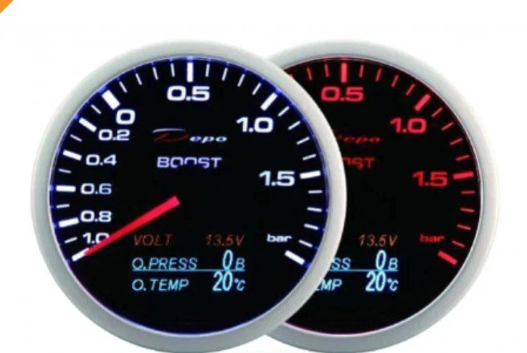 Manometro EGT Temperatura Gas di scarico 4 in 1 DEPO 60mm Olio acqua Voltmetro