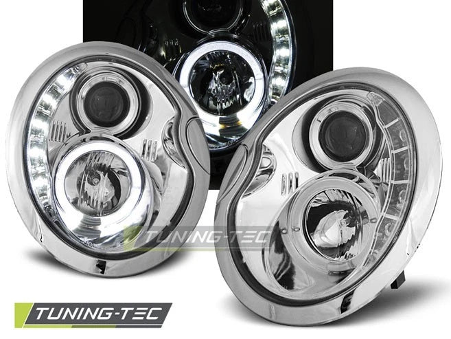 Coppia di Fari Anteriori LED DRL Look per BMW Mini COOPER R52 CABRIO Daylight