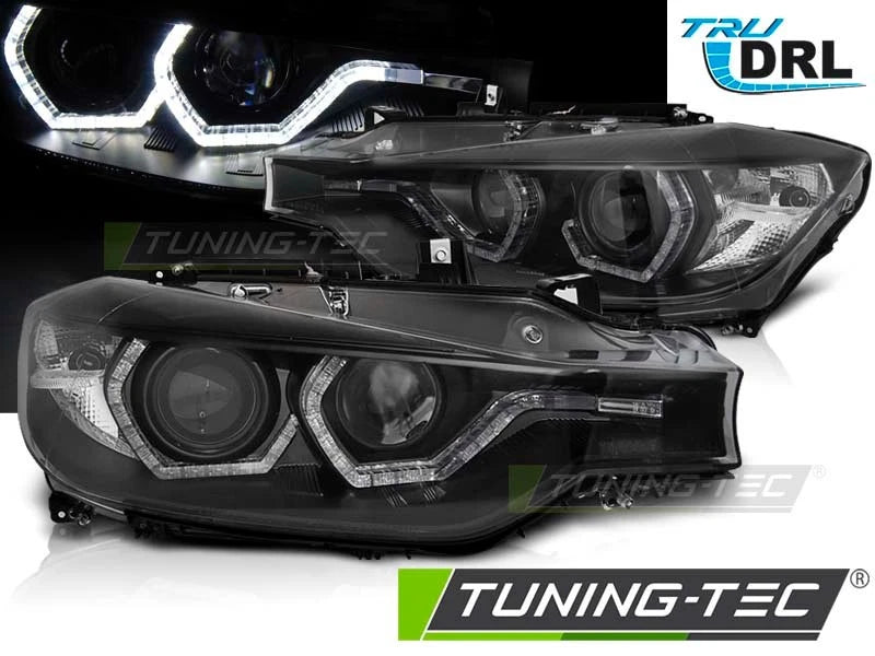 FARI ANTERIORI CON ANGEL EYES PER BMW SERIE 3 F30 F31 2011 2015 ALOGENI pre lci