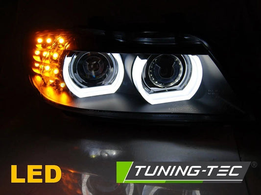 Coppia di Fari Anteriori 3D BMW Serie 3 E90 E91 2009-2011 Angel Eyes XENON AFS