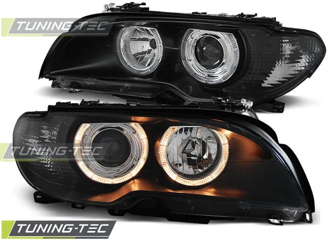 Coppia di Fari Anteriori per BMW E46 Serie 3 2003-2006 Coupè CABRIO Angel Eyes