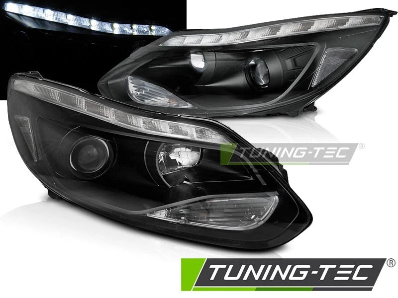 Fari LED alogeni H1 Neri per Ford Focus III MK3 Pre-restyling 2011-2014