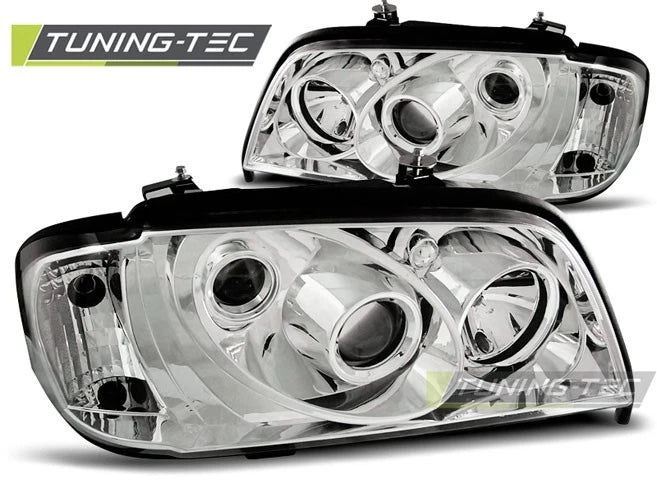 Coppia di Fari Anteriori per Mercedes W202 Classe C 93-00 Cromati