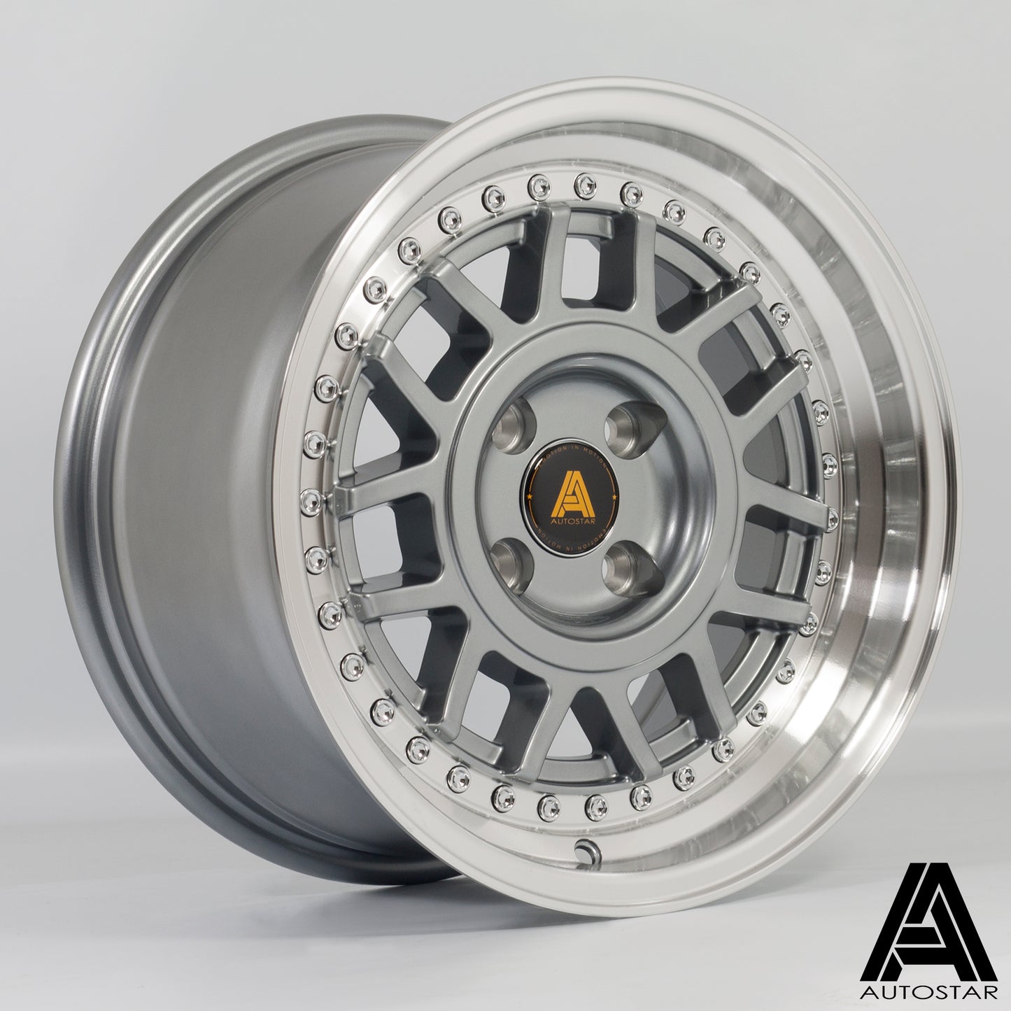 Autostar Storm 15x8" 4x100 ET25, Gunmetal, Polished Lip
