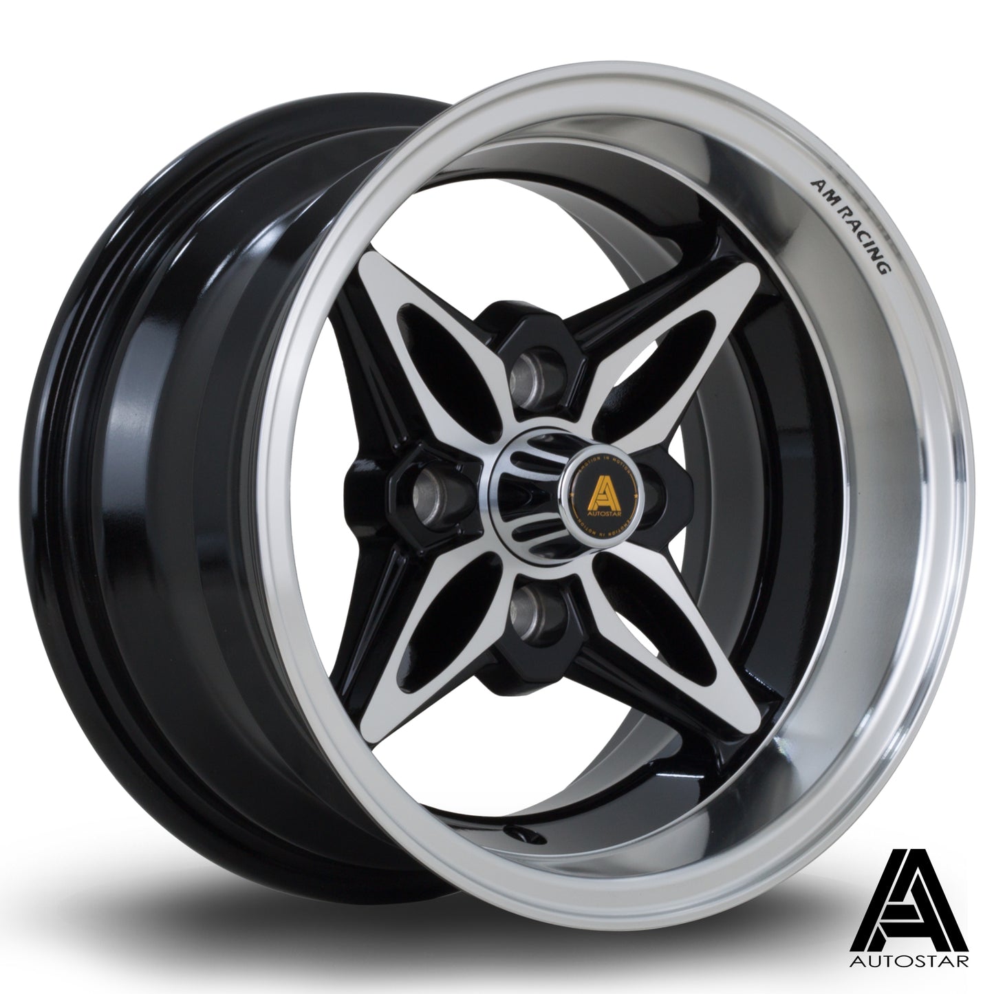 Autostar Kanji 13x7" 4x100 ET-7, Gloss Black, Polished Lip
