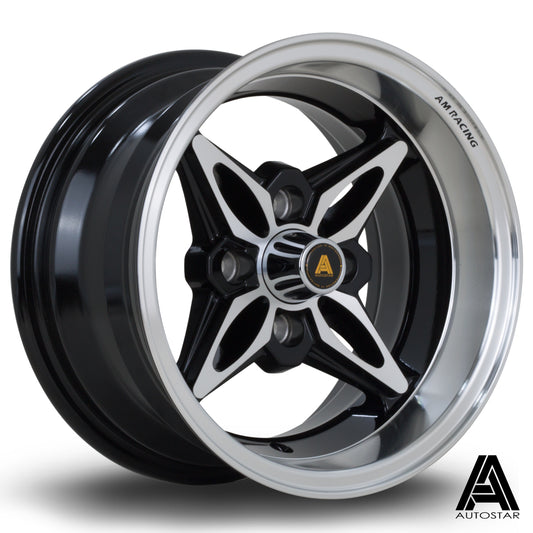 Autostar Kanji 13x7" 4x100 ET-7, Gloss Black, Polished Lip