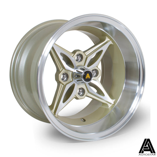 Autostar Kanji 14x9" 4x114.3 ET-13, Gold, Polished Lip