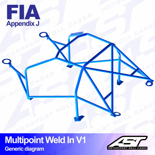 AST Rollcages V1 Weld-In 10-Point Roll Cage for Ford Fiesta MK1 - 3-Door - FIA