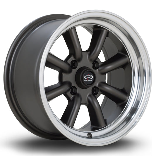 Rota RKR 15x8" 4x114.3 ET0, Gunmetal, Polished Lip