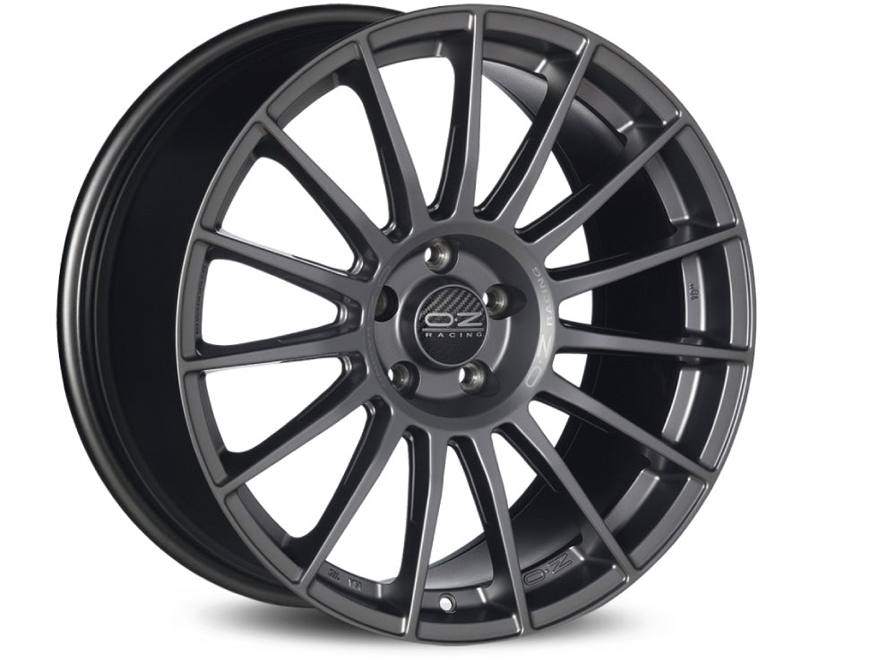OZ Superturismo LM 18x8" 5x120 ET40, Flat Graphite, Silver Lettering