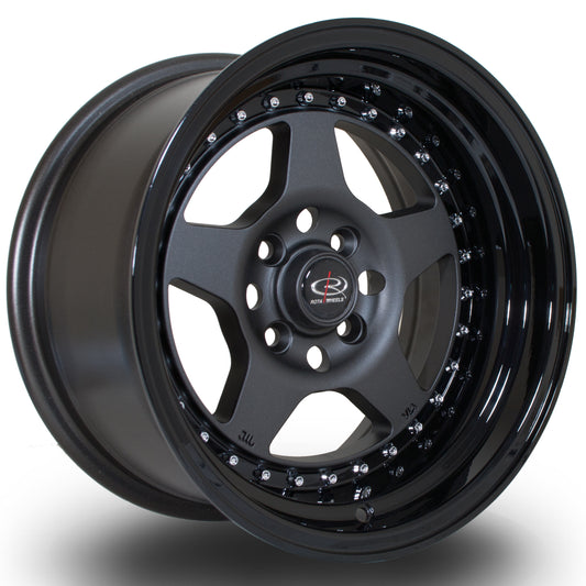 Rota Kyusha 15x8" 4x100 ET0, Gunmetal, Gloss Black Lip