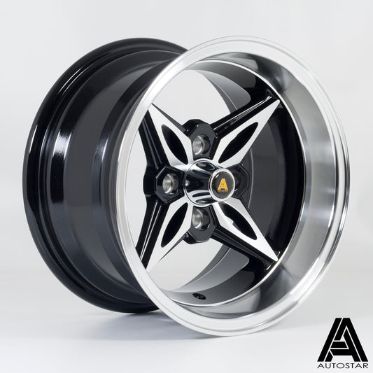 Autostar Kanji 14x8" 4x100 ET-5, Polished & Flat Black