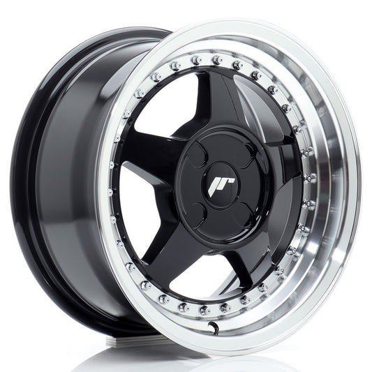 Japan Racing JR-6 15x7" (4 hole custom PCD) ET20-35, Gloss Black, Machined Lip