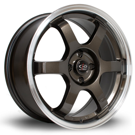 Rota Grid 17x7.5" 4x100 ET45, Gunmetal, Polished Lip