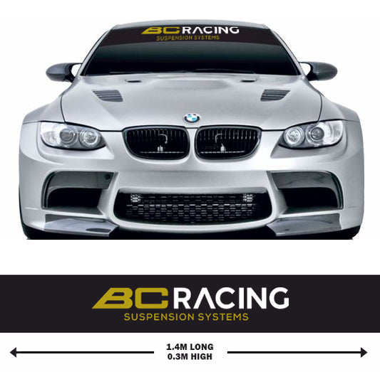 'BC Racing Suspension Systems' Gold & Black Sunstrip