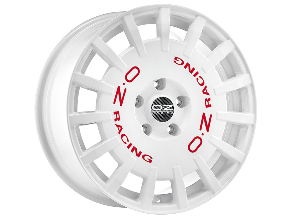 OZ Rally Racing 18x7.5" 5x112 ET50, White, Red Lettering