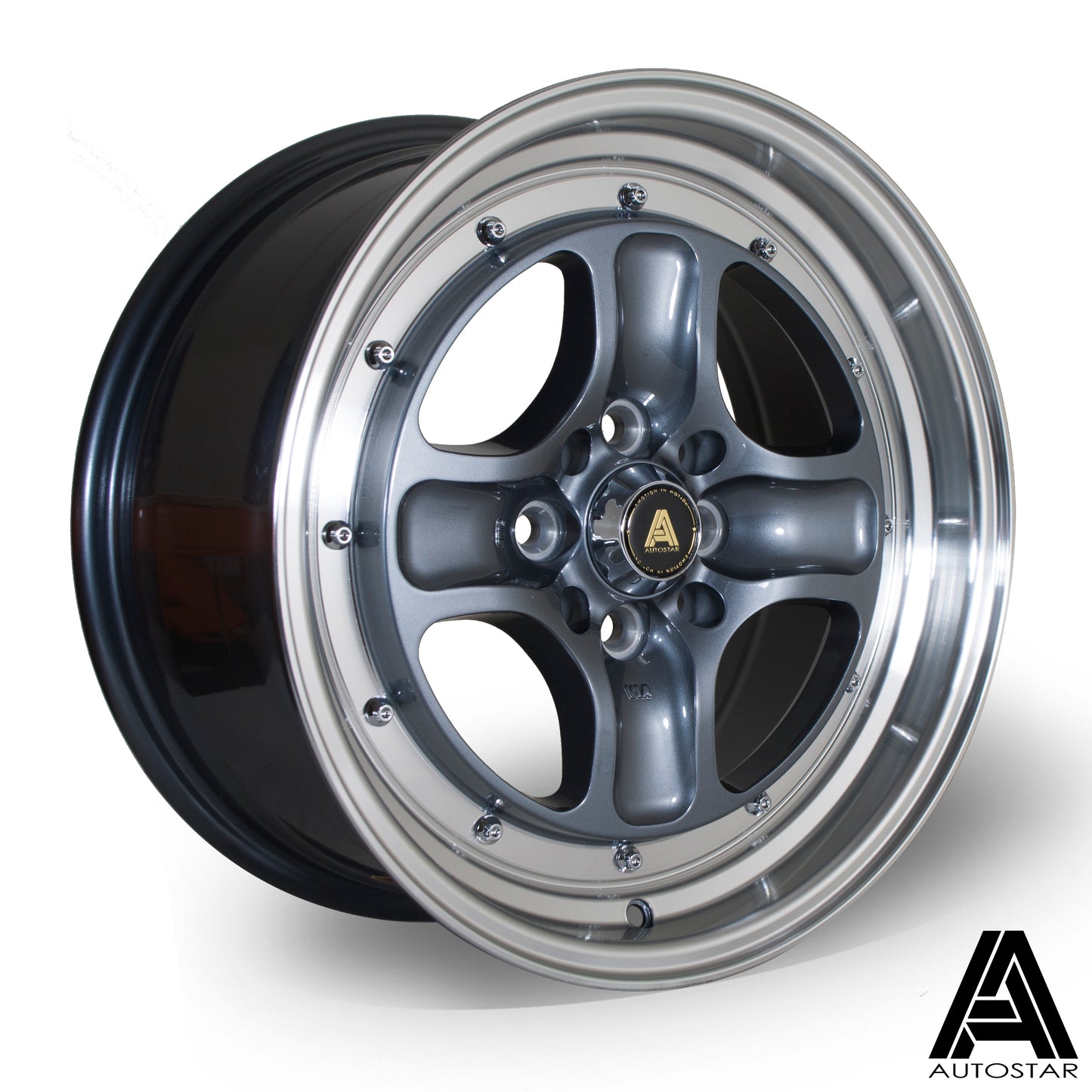 Autostar Classic 16x7.5" 4x100/108 ET35, Gunmetal, Polished Lip