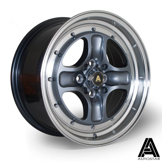 Autostar Classic 16x7.5" 4x100/108 ET35, Gunmetal, Polished Lip