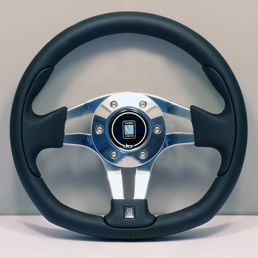 Nardi ND Pasquino Steering Wheel, Black Leather, Chrome Spokes, Ã30 cm