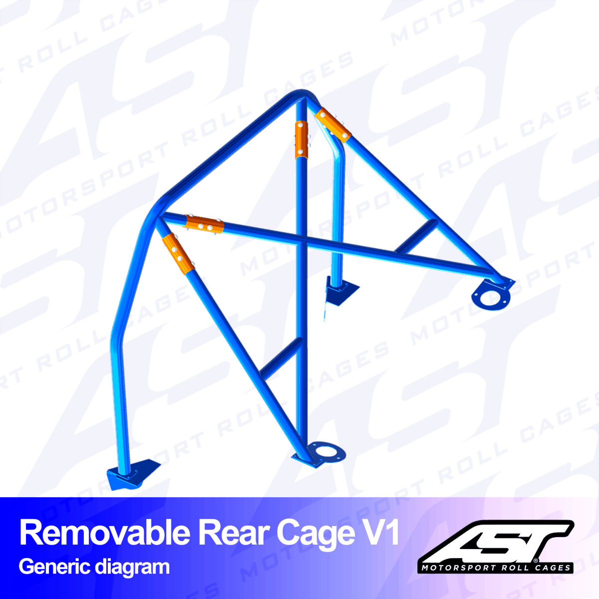 AST Rollcages V1 Removable Bolt-In Rear Roll Cage for Ford Fiesta MK3 - 3-Door