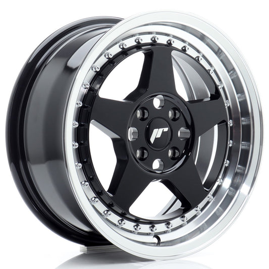 Japan Racing JR-6 16x7" 4x100 ET35, Gloss Black, Machined Lip