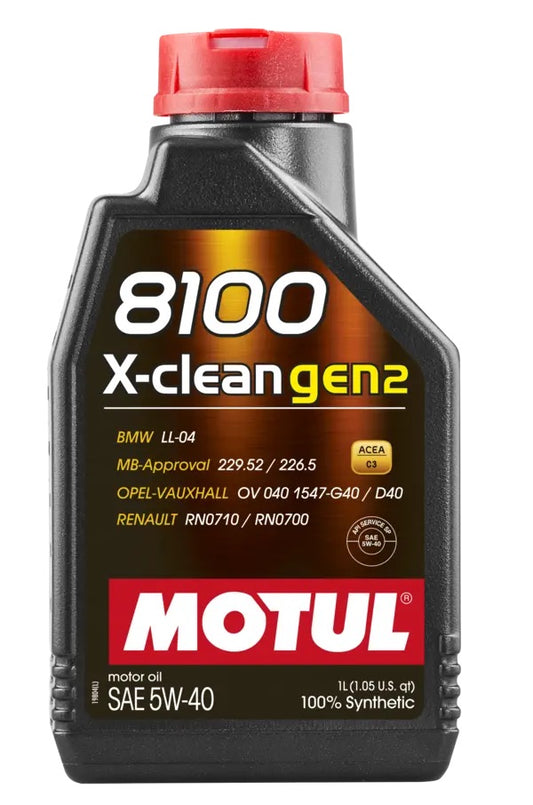 Motul 8100 X-Clean Gen2 Engine Oil 5W40 (BMW, Mercedes, Opel, Renault) 1L