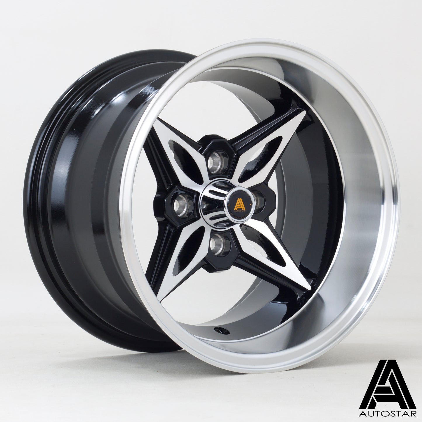 Autostar Kanji 14x9" 4x100 ET-13, Gloss Black, Polished Lip