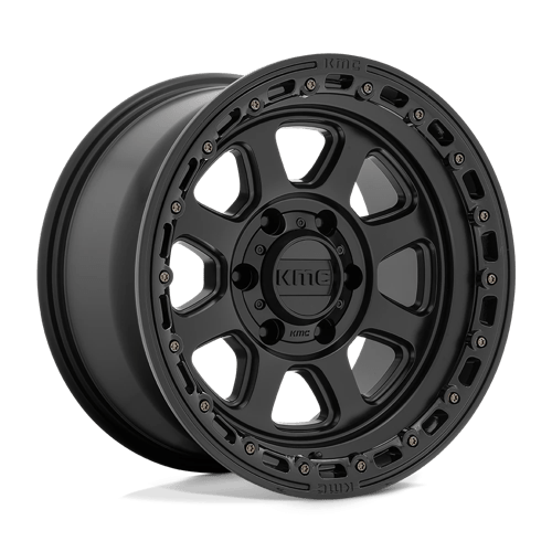 KMC Chase 17x9" 8x165.1 ET-12, Satin Black, Gloss Lip