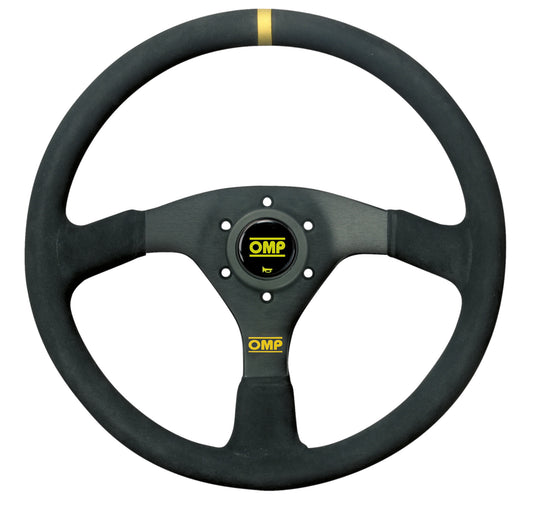 OMP VelocitÃ  350 mm Steering Wheel (Flat), Black Suede, Black Spokes
