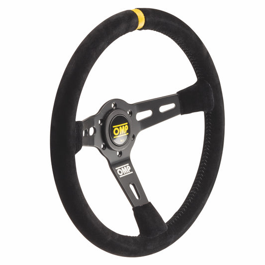 OMP RS Steering Wheel (70 mm Dish), Black Suede, Black Spokes