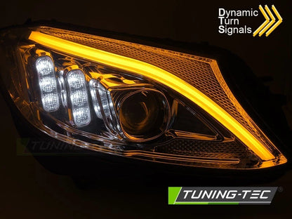 COPPIA FARI FANALI ANTERIORI TUBELIGHT LED CROMATO MERCEDES W205 2014 - 2018