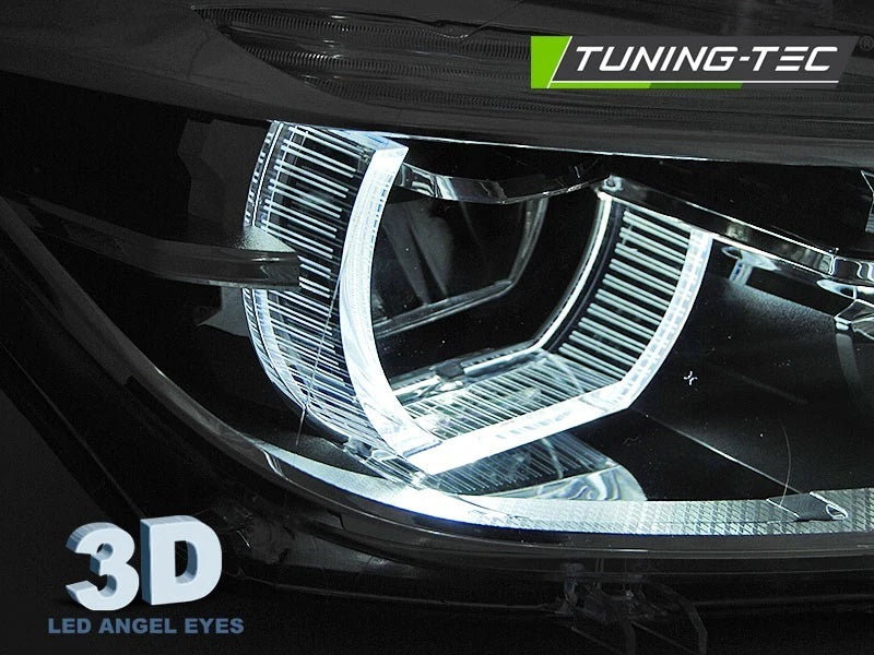 COPPIA fari full led Angel Eyes neri per BMW Serie 3 F30 F31 LCI 2015-2018