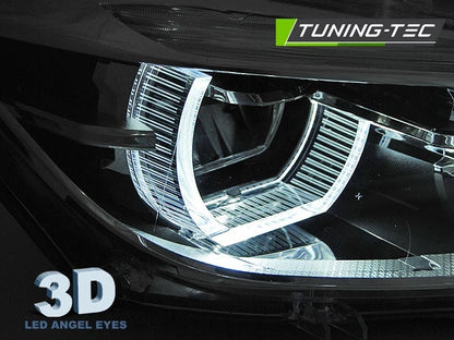 COPPIA fari full led Angel Eyes neri per BMW Serie 3 F30 F31 LCI 2015-2018
