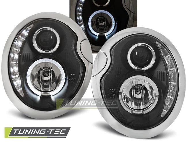 Coppia di Fari Anteriori LED DRL Look per BMW Mini COOPER R52 CABRIO Daylight