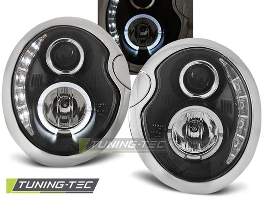 Coppia di Fari Anteriori LED DRL Look per BMW Mini COOPER R52 CABRIO Daylight