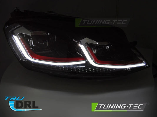Fari anteriori full LED rossi con sequenza DRL compatibili con VW Golf VII 13-17