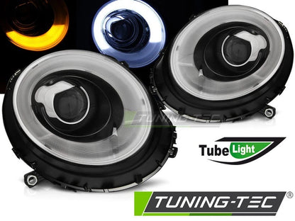 COPPIA FARI ANTERIORI A LED MINI R55 R56 R57 06-14 Tube Light cromo