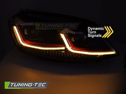 Fari anteriori full LED rossi con sequenza DRL compatibili con VW Golf VII 13-17