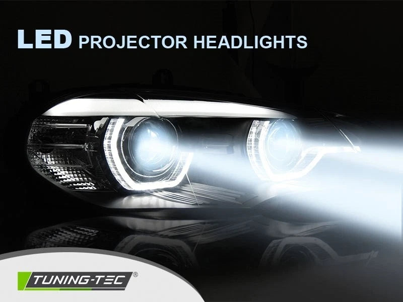 COPPIA FANALI FARI ANTERIORI FULL LED NERO ANGEL EYES BMW X5 E70 07-10 CON AFS