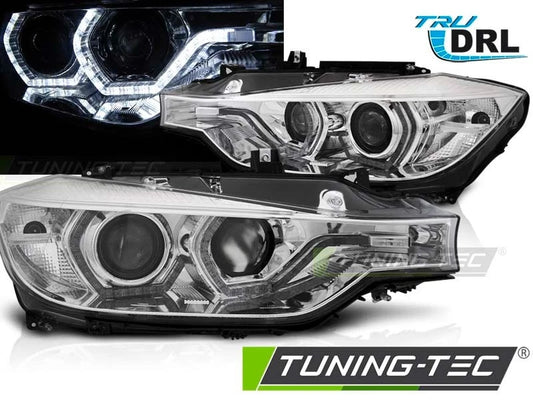 Coppia Fari Fanali F30 F31 LCI 2015 2018 ANGEL EYES LED Cromato ALOGENI