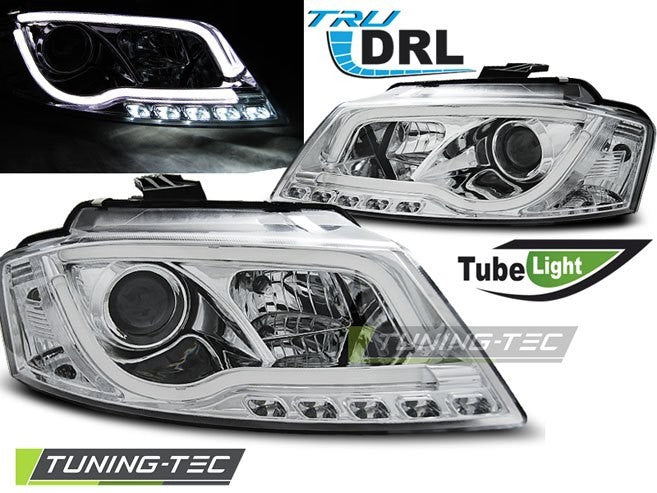 Coppia Fari Anteriori Audi A3 8P 08 - 12 Tube Light Dayline DRL